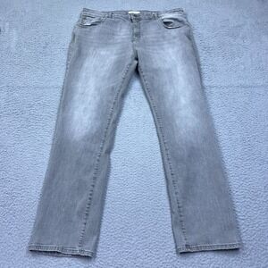 Warp + Weft Men's Jeans 42x34 Smoke Gray Wash Amsterdam Slim Stretch Denim Pants